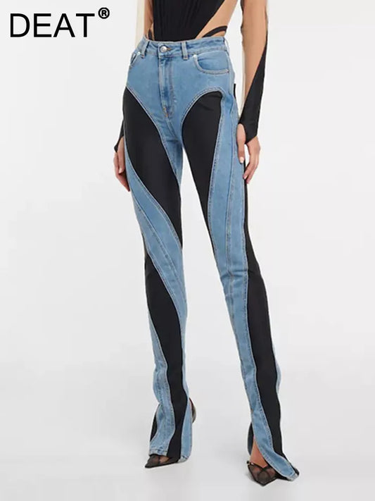 Women's Jeans  Patchwork High Waist Pants