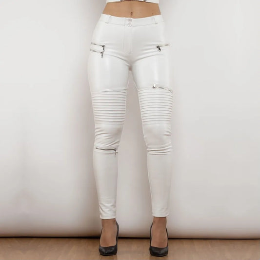 White Leather Royale Pants