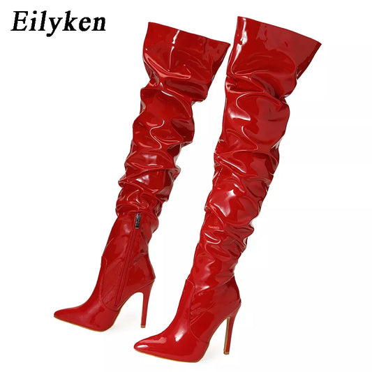 Radiant Red Thigh High Boots